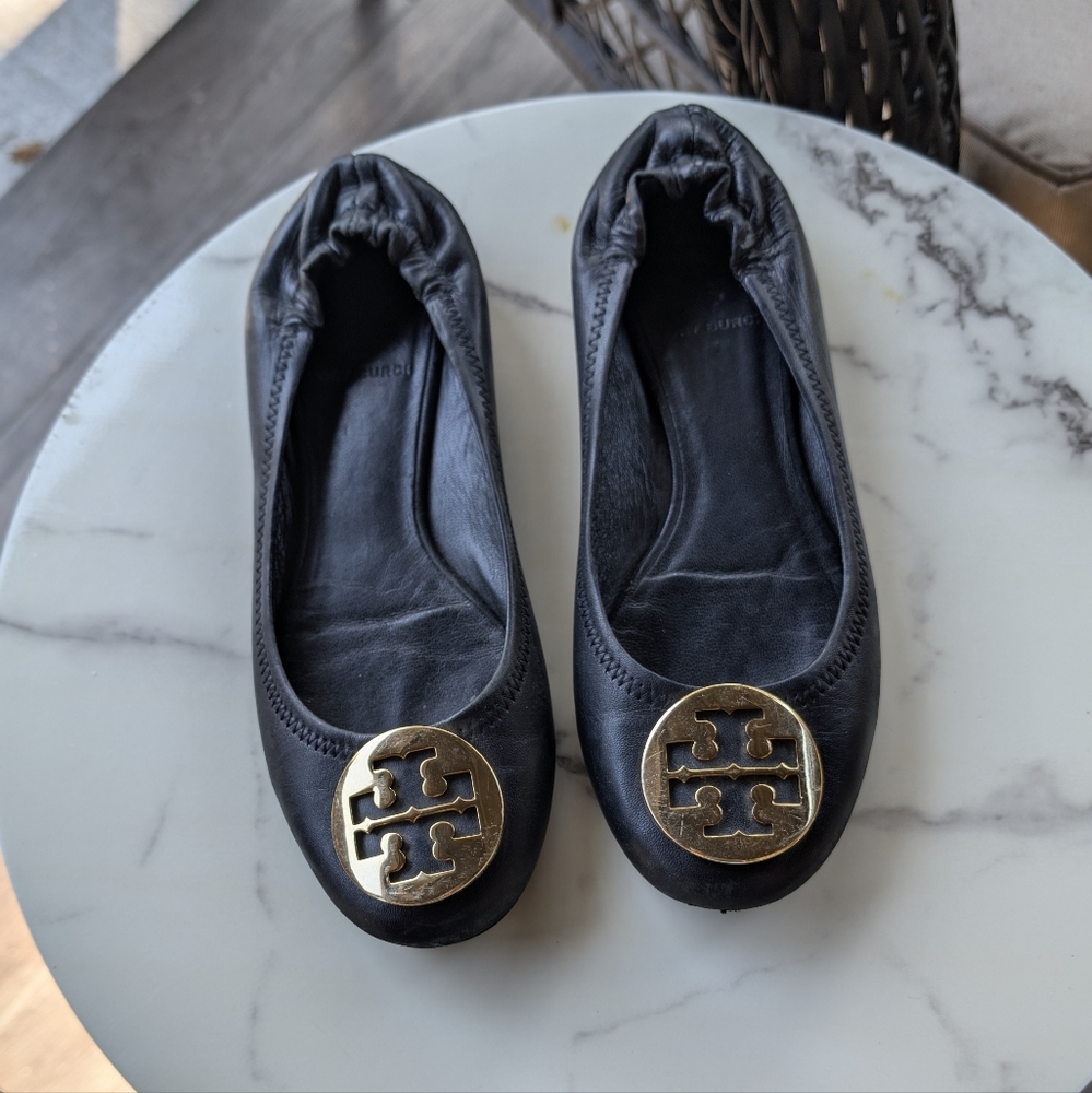Tory Burch Minnie Travel Ballet Flats Black 6.5